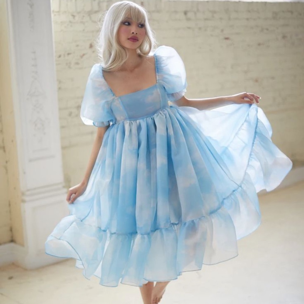 Classic Selkie French Puff Dress in their best selling cloud print.
